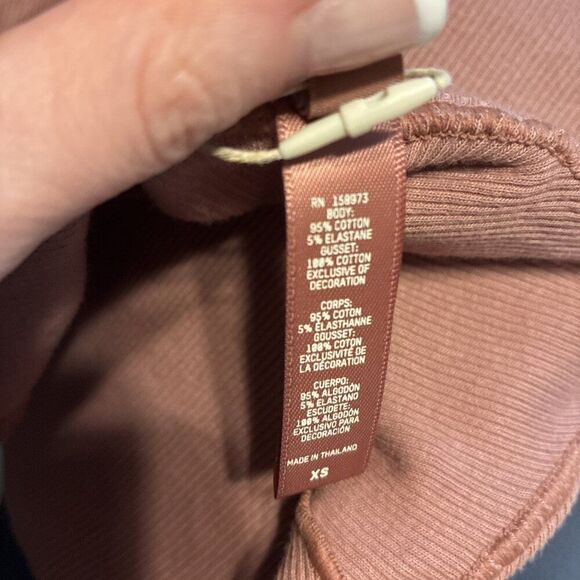skims New rose clay Tan Pink ribbed bodysuit Cotton Elastane Xs - Picture 3 of 5